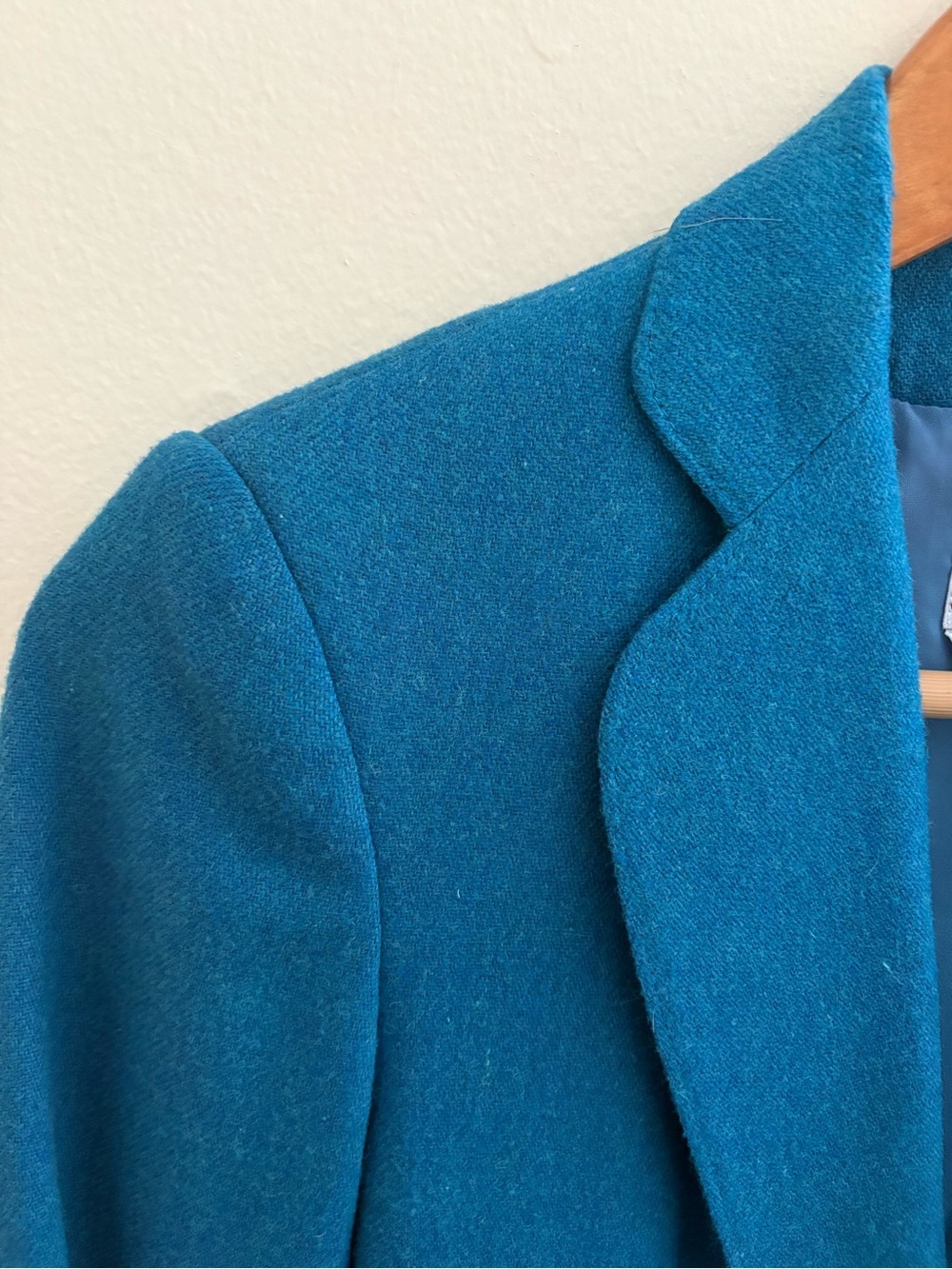 Vintage Women’s Teal Tailored Wool-Blend Blazer